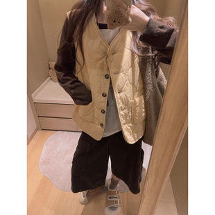Yukiss 羊羔毛拼接毛毛两面穿马甲外套女秋韩系宽松复古百搭上衣