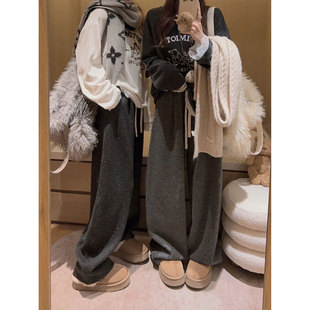 加绒加厚弯刀休闲裤 羊毛针织料 定制亮片 Yukiss