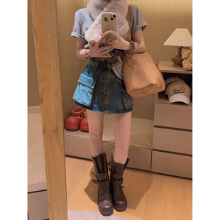 Yukiss【腰臀比拿捏/显腰细！结构感工装感牛仔短裙】