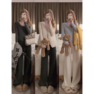 陪你过冬天垂感敲好水貂绒加厚针织裤 Yukiss 福利清仓5折