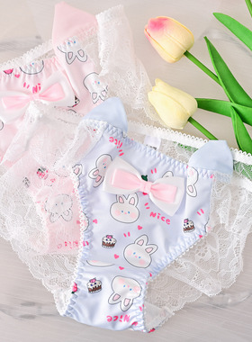 Anchao女士内裤性感透明可爱萌兔少女甜美风纯欲镂空三角裤纯棉裆