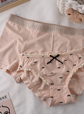 情侣款~蝴蝶结情侣内裤一男一女甜美性感纯欲风2026新款冬纯棉档