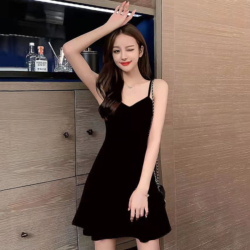 夏季新款黑色连衣裙女内搭打底显瘦吊带小个子短裙小黑裙女