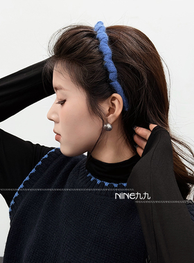 NINE九丨气质水貂毛波浪带齿发箍女高颅顶压发洗脸头箍碎发头饰