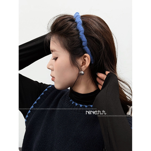 NINE九 气质水貂毛波浪带齿发箍女高颅顶压发洗脸头箍碎发头饰
