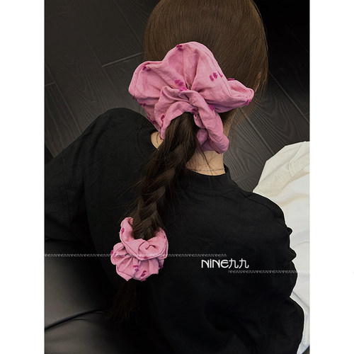 玫粉色方巾发圈大肠圈韩系