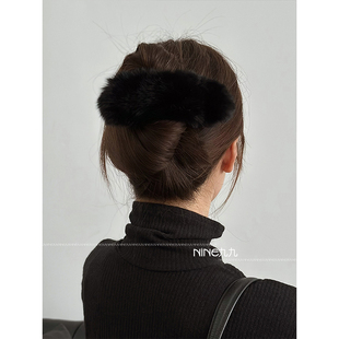 NINE九 大号抓夹后脑勺鸭嘴夹高级毛绒一字夹 发夹女2025新款