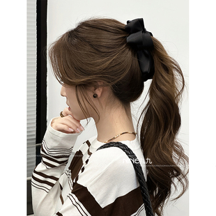 NINE九 缎面蝴蝶结香蕉夹女甜美后脑勺高马尾扭扭夹一字夹子竖夹