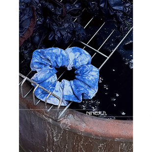 NINE九 植物扎染发圈蓝染手工头花发绳大肠气质文艺大理白族扎染