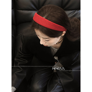 NINE九 发卡秋冬 新年红色发箍高颅顶复古海绵大头围发饰女新款