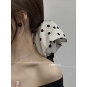 NINE九 法式 高级缎面波点方巾气质优雅皮筋扎马尾发绳百搭头饰潮