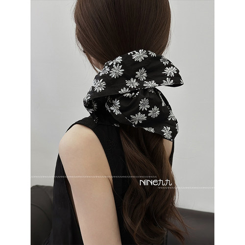 NINE九丨韩国新款布艺印花大肠圈发绳发饰百搭气质头绳发圈头饰头