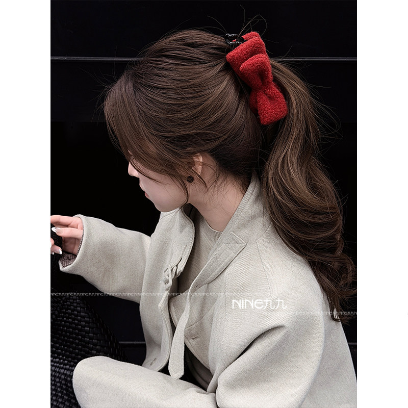 NINE九丨气质毛绒立体蝴蝶结发夹头绳顶夹女ins温柔少女半扎夹子,饰品/流行首饰/时尚饰品新,发饰,淘宝优惠券,粉丝福利购,淘宝优惠卷
