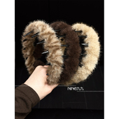 NINE九 美拉德咖色系毛绒绒带齿发箍增高颅顶波浪头箍压发饰品女