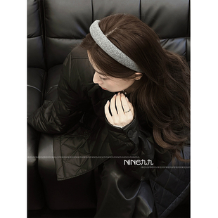 NINE九 灰色发箍女外出百搭气质发卡高颅顶 秋冬高级感洋气时尚