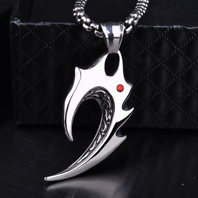 个性狼牙男士项链日韩时尚潮人霸气钛钢吊坠欧美首饰刻字礼物配饰