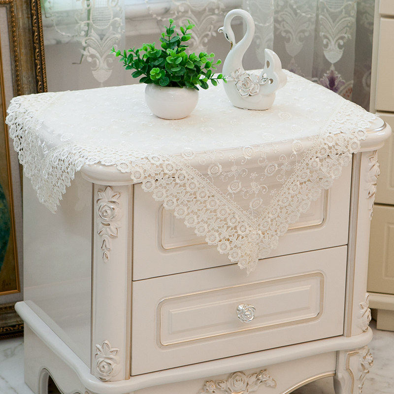 防尘布床头柜盖布冰箱盖巾电视空调洗衣机罩盖布蕾丝布艺遮盖现代