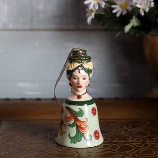 饰品摆件 百亩外贸中古风出欧洲意大利复古人物陶瓷铃铛餐铃艺术装
