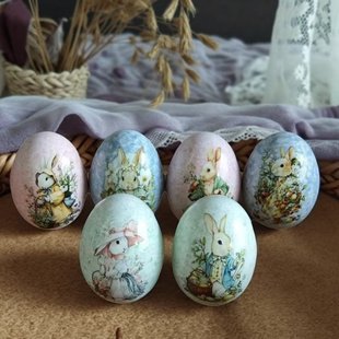 复活节出口欧式 饰 复古陶瓷兔子主题彩蛋摆件陶瓷小礼物家居装