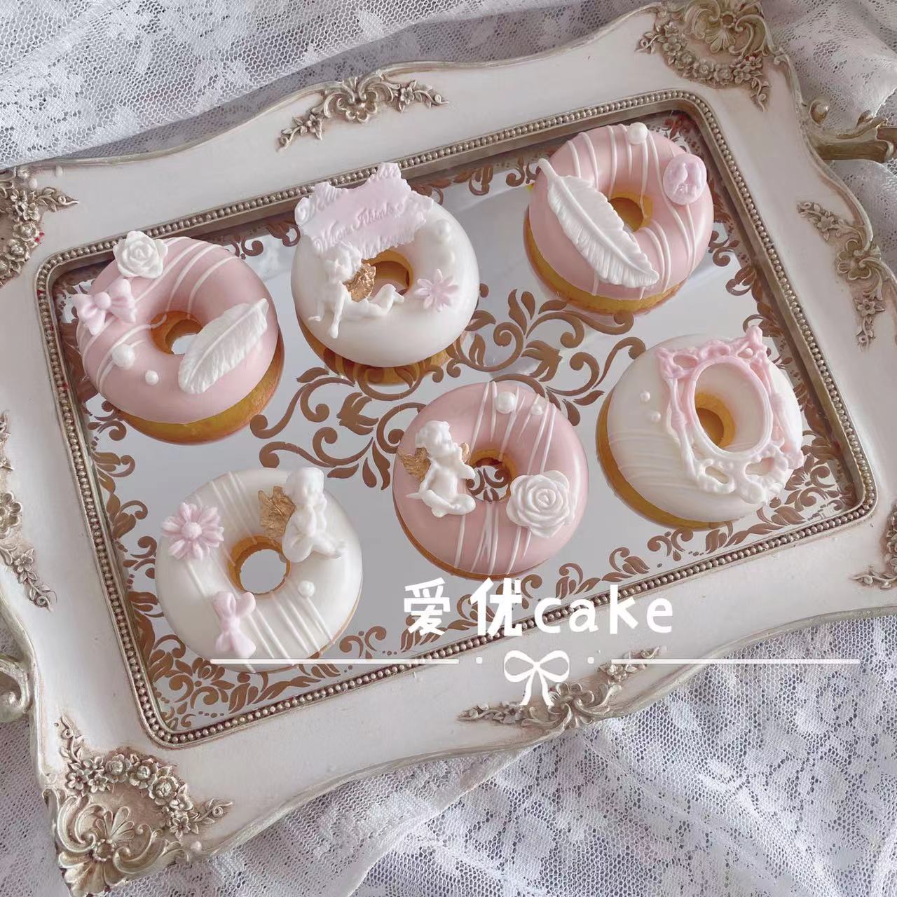 粉色系婚礼甜品台蛋糕定制棒棒糖甜甜圈生日派对商务茶歇