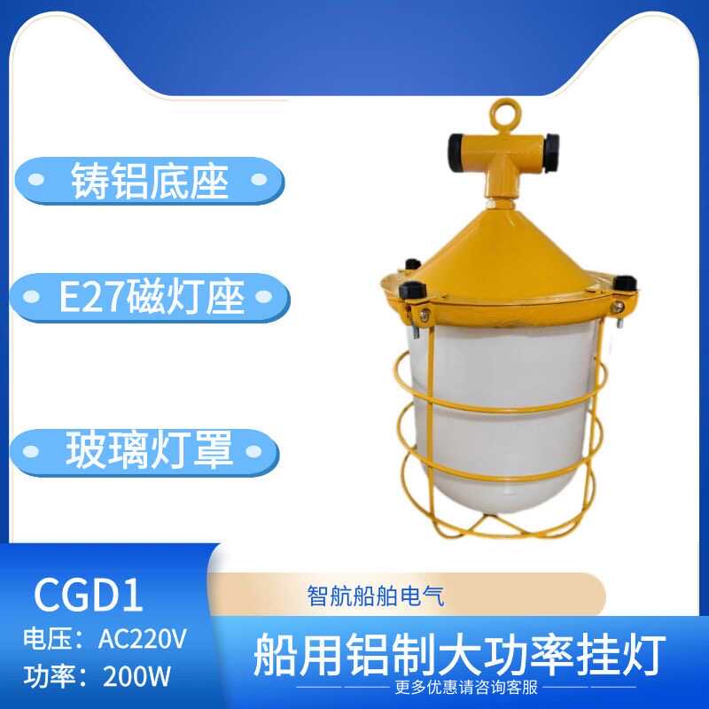 船用 防水铝制大功率挂灯CGD1 带金属保护网玻璃灯罩E27瓷灯座