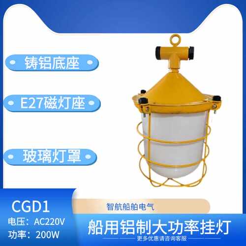船用 防水铝制大功率挂灯CGD1 带金属保护网玻璃灯罩E27瓷灯座