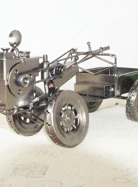 纯手工电镀金属铁制手扶拖拉机模型家居饰品摆件客厅办公室装饰品