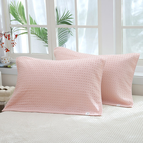 纯棉枕巾成人家用柔软全棉华夫格枕头巾宿舍盖巾不掉毛四季一对装