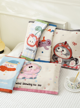 纯棉八层纱布枕巾儿童家用柔软透气全棉卡通宝宝枕头盖巾40*60cm