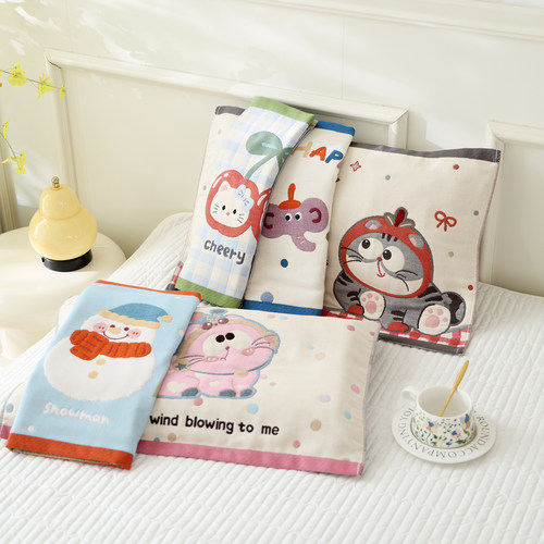 纯棉纱布加厚儿童枕巾