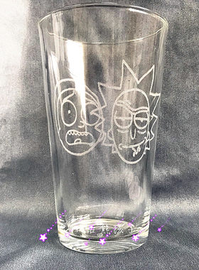 rick动画雕刻风钢化玻璃马克杯