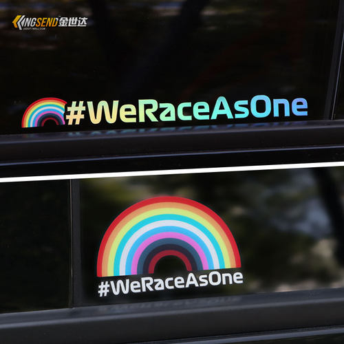 彩虹F1安全车内饰贴纸网红车身个性车窗玻璃装饰贴头X盔防水反光