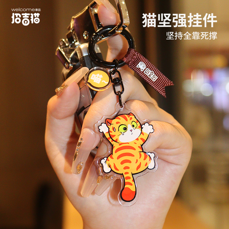 猫咪汽车钥匙扣划痕猫装饰亚克力