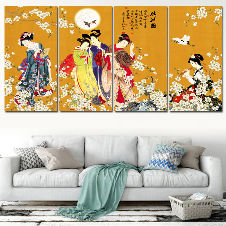 日式装饰画浮世绘挂画日本寿司店餐厅装饰壁画民宿仕女图墙面装饰图片
