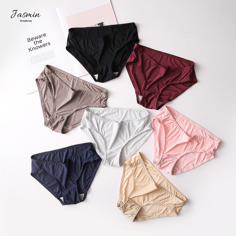 满69包邮~c家日系纯色无痕一片式呼吸文胸的配套内裤三角裤