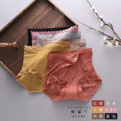 包邮~欧诺兰高腰蕾丝收腹内裤三角裤棉蝉蛹里料3119