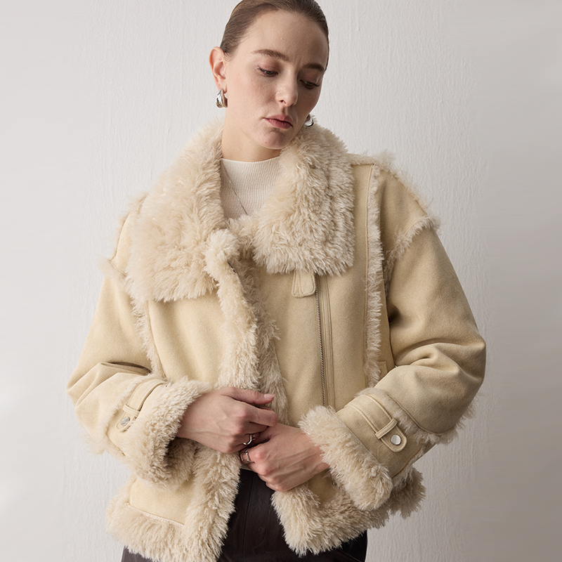 高质皮毛一体双穿厚外套