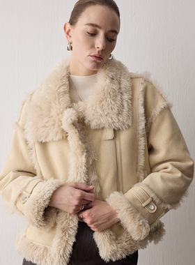 Evourse「蓬绒暖柔」高质皮毛一体双穿厚外套秋冬新品气质通勤