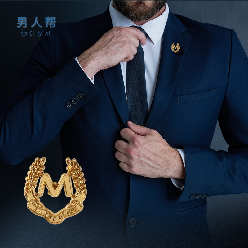 男胸针麦穗西装领针领扣复古风m麦穗衣领夹领扣潮徽章扣针配饰品