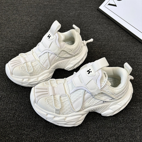 网面透气白色厚底增高老爹鞋男女