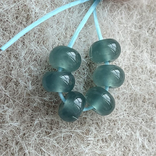 天然翡翠A货冰种冰蓝玉石算盘珠