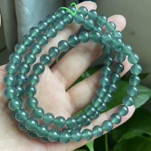 天然翡翠圆珠项链蓝绿冰蓝水玉石颈饰女款 手链 88颗串珠7.8mm颈链