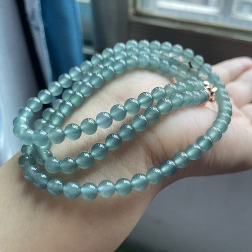 湖水绿5.8mmA货圆珠项链冰种手链