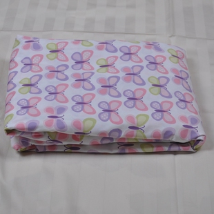 纯棉 贡缎 床笠 120X200 1.2米床 蝴蝶图案 儿童床笠 女孩床品