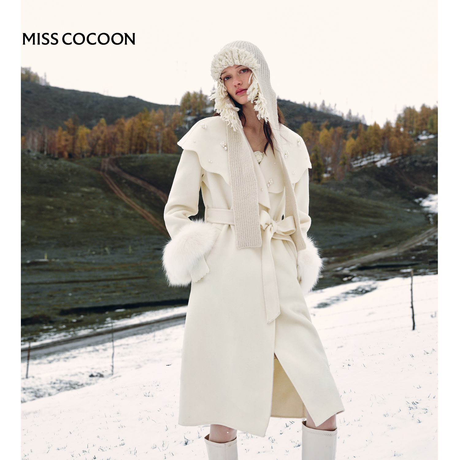 MISSCOCOON绵羊毛长袖毛呢外套