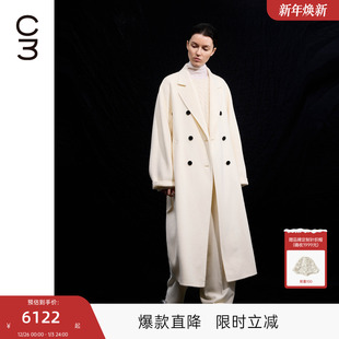 MISCOCOON可可尼C3系列毛呢外套女2025秋冬新款 双面呢羊驼毛大衣