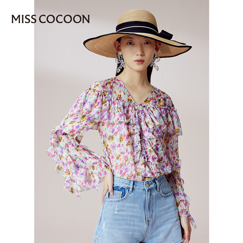 商场V领真丝上衣COCOON