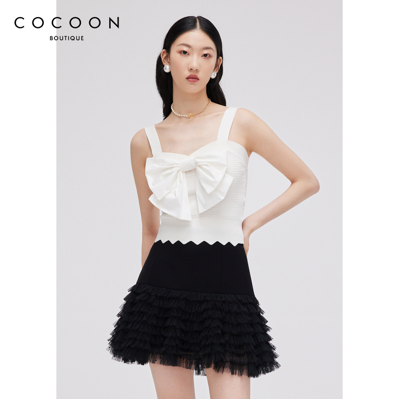 COCOON商场同款春夏款千金风大蝴蝶结吊带背心女