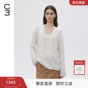 MISSCOCOON可可尼C3系列套头毛衣女2025年秋款 休闲纯羊绒毛针织衫