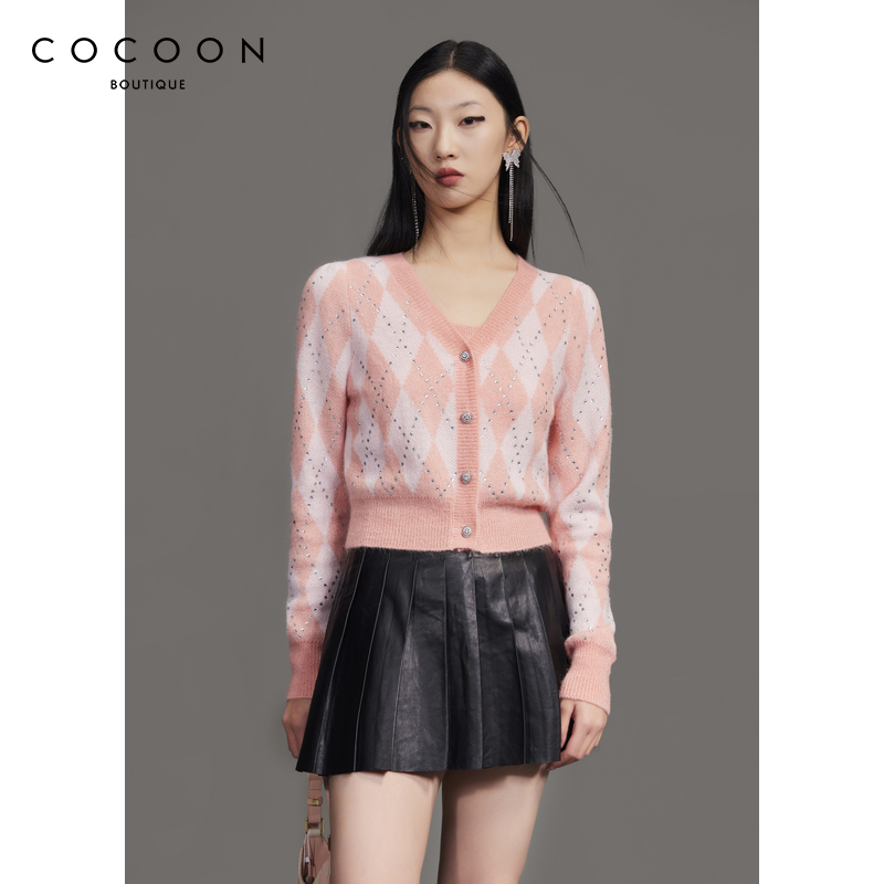 商场同款上衣COCOON小众菱形格